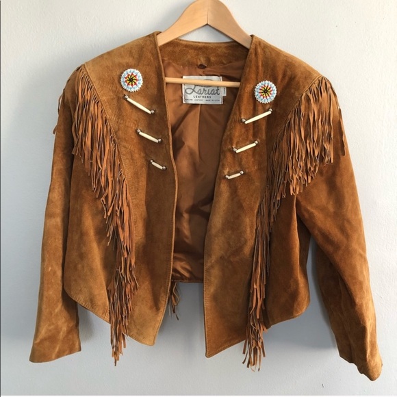 Jackets & Blazers - Vintage Lariat Brown Leather Jacket w/ Fringe